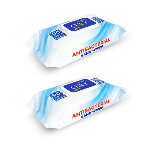 G&Y Antibacterial Hand Wipe 2 Pack (90 Count of wipes per pack)